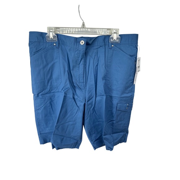 Hasting & Smith Womens Riviera Blue Cargo Shorts Sz 14 NWT BD0145A Elastic Back - Picture 2 of 13